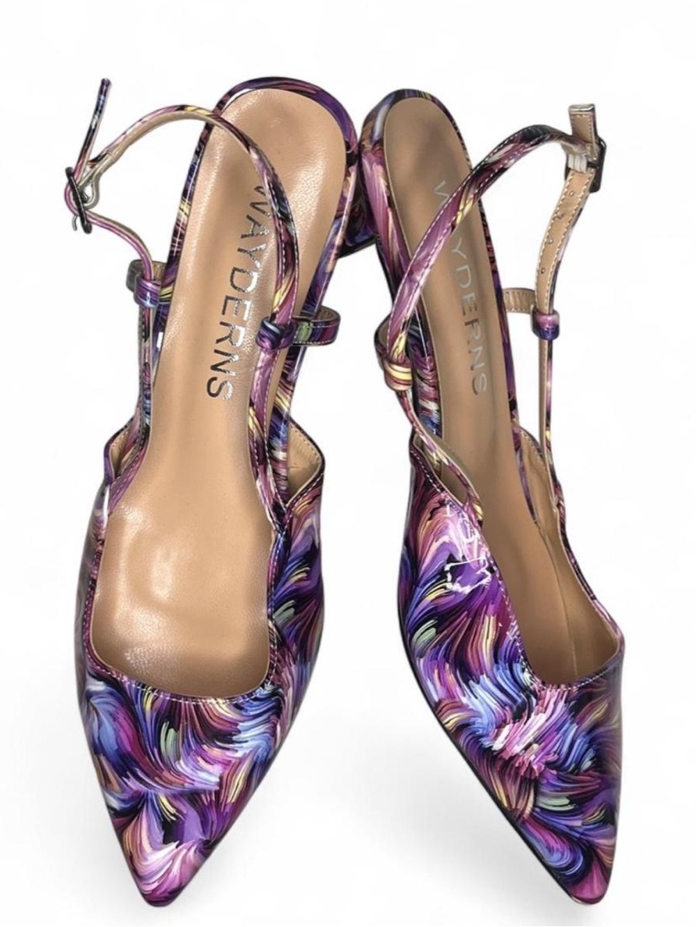Wayderns Glossy Metallic Pointed Toe Slingback Sandals Women’s Size 6 EU 36